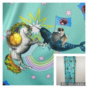 Briefly Stated Mens L Aqua Unicorn Pug Narwhal Battle Pajama‎ Pants Epic Rainbow